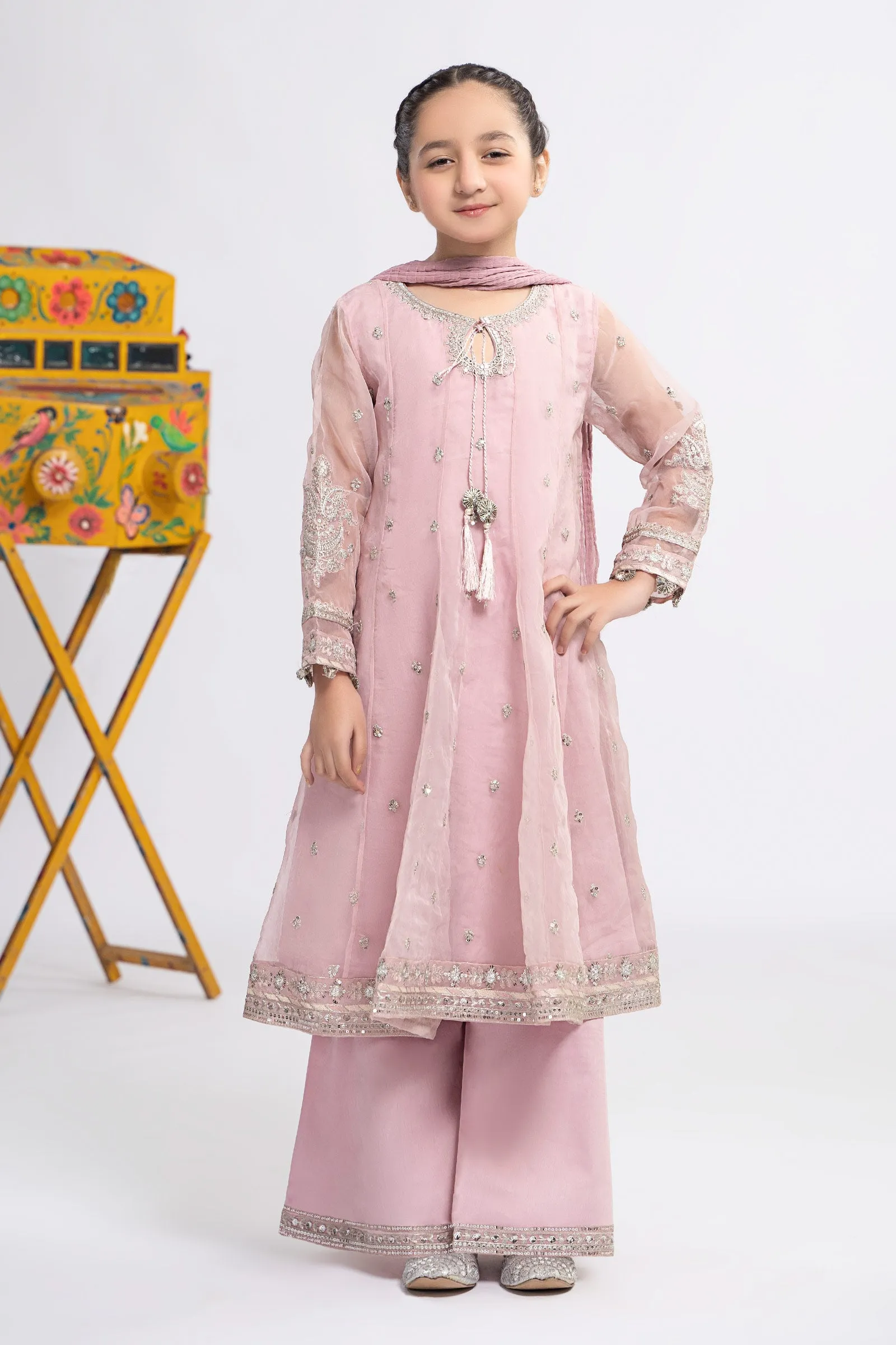 3 Piece Embroidered Organza Suit | MKS-EF24-15