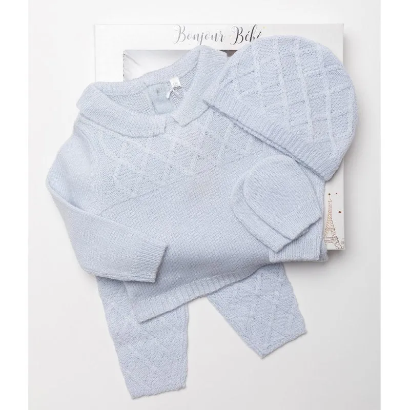 Baby Boy Knitted Clothing Set In Blue