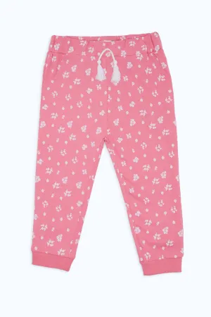 Baby Girls Pink Printed Active Track Pants