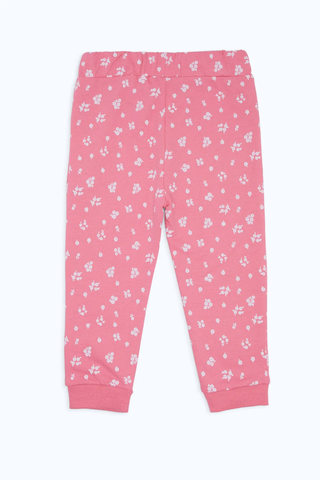 Baby Girls Pink Printed Active Track Pants