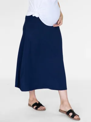 Becky Long Maternity Skirt in Navy