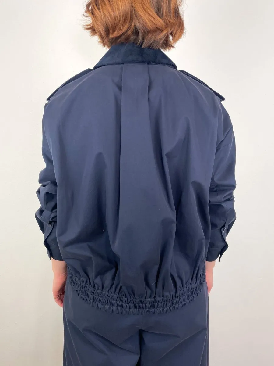 Bio Twill Bomber Jacket w/Removable Corduroy Collar in Dark Navy