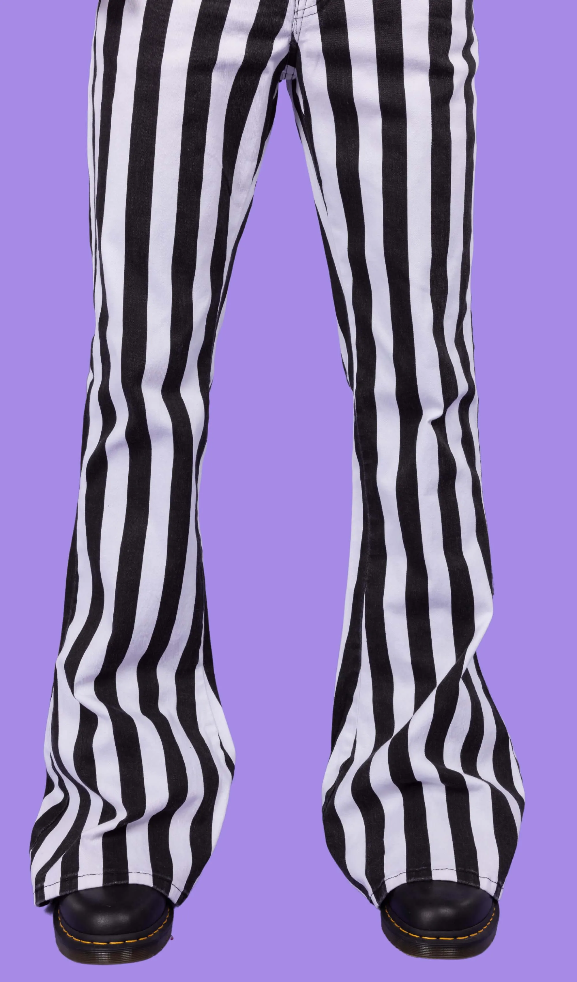 Black & White Striped Bell Bottom Stretch Super Flares