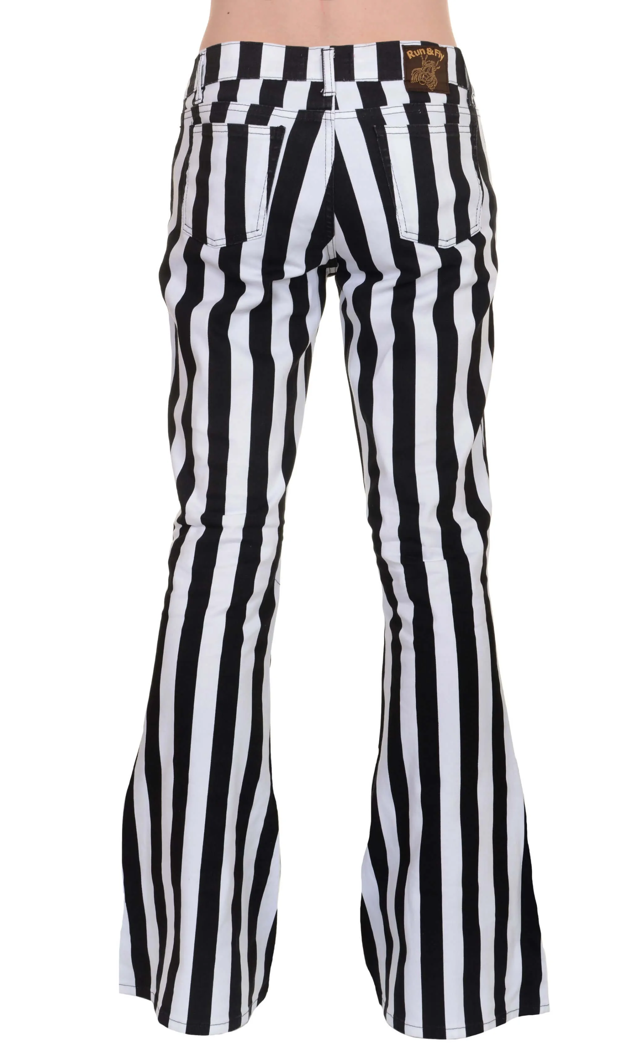 Black & White Striped Bell Bottom Stretch Super Flares