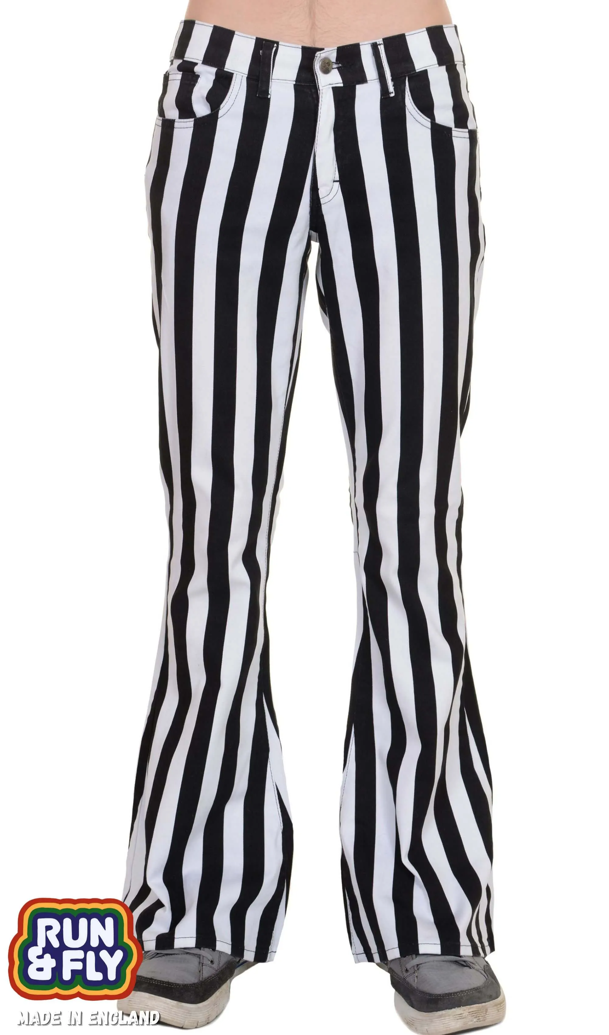 Black & White Striped Bell Bottom Stretch Super Flares