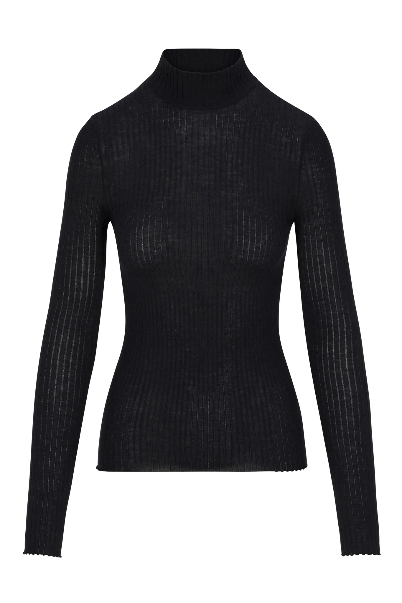 Black Cashmere Mock Neck