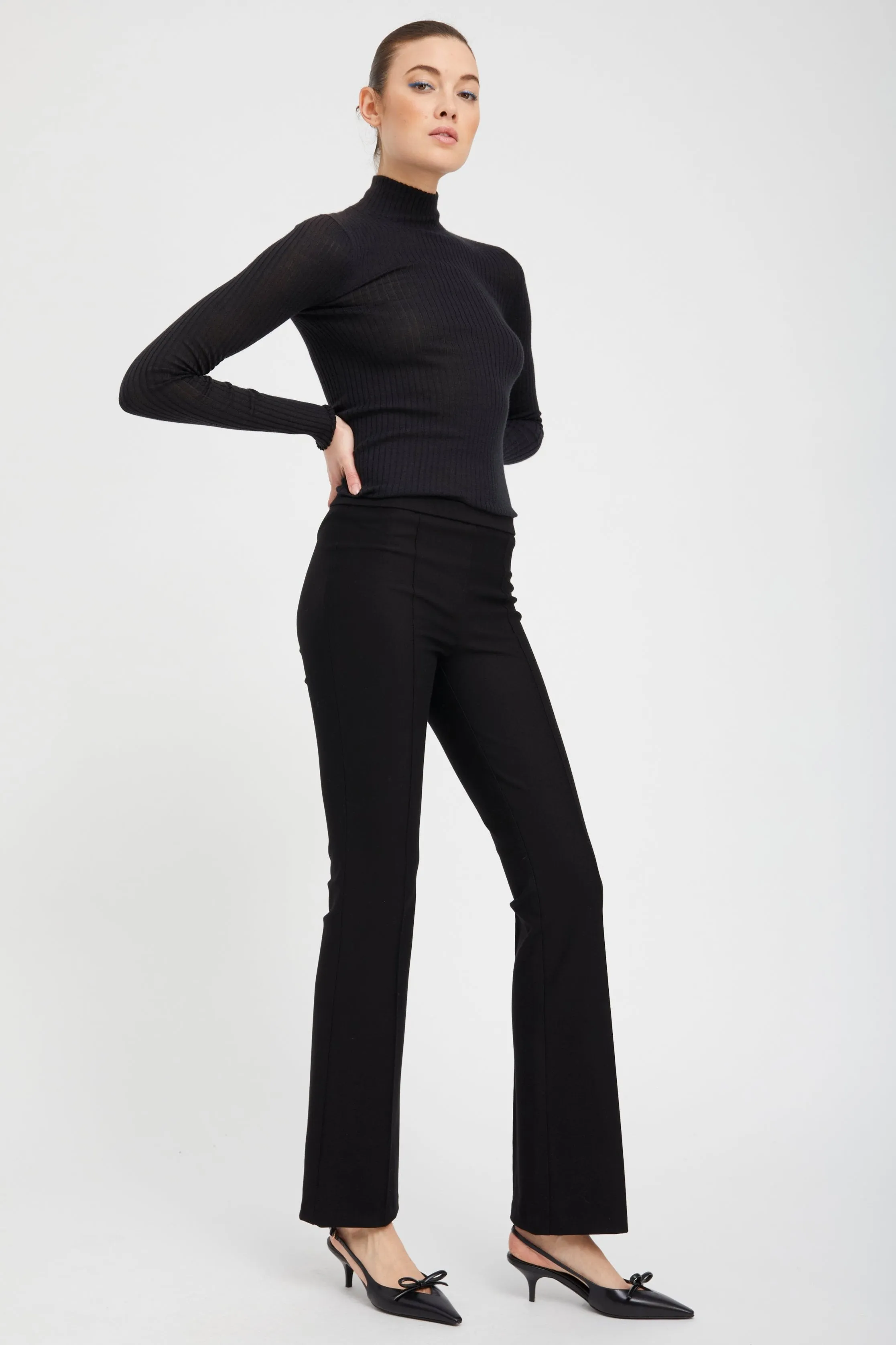 Black Cashmere Mock Neck