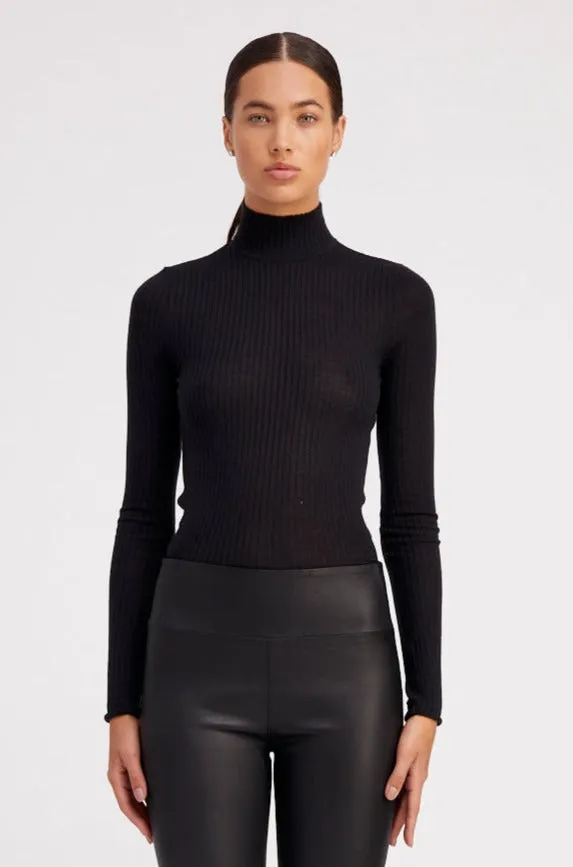 Black Cashmere Mock Neck