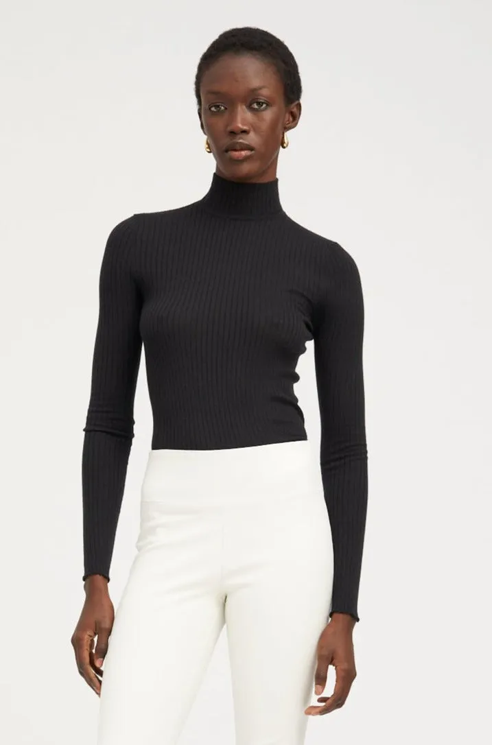 Black Cashmere Mock Neck