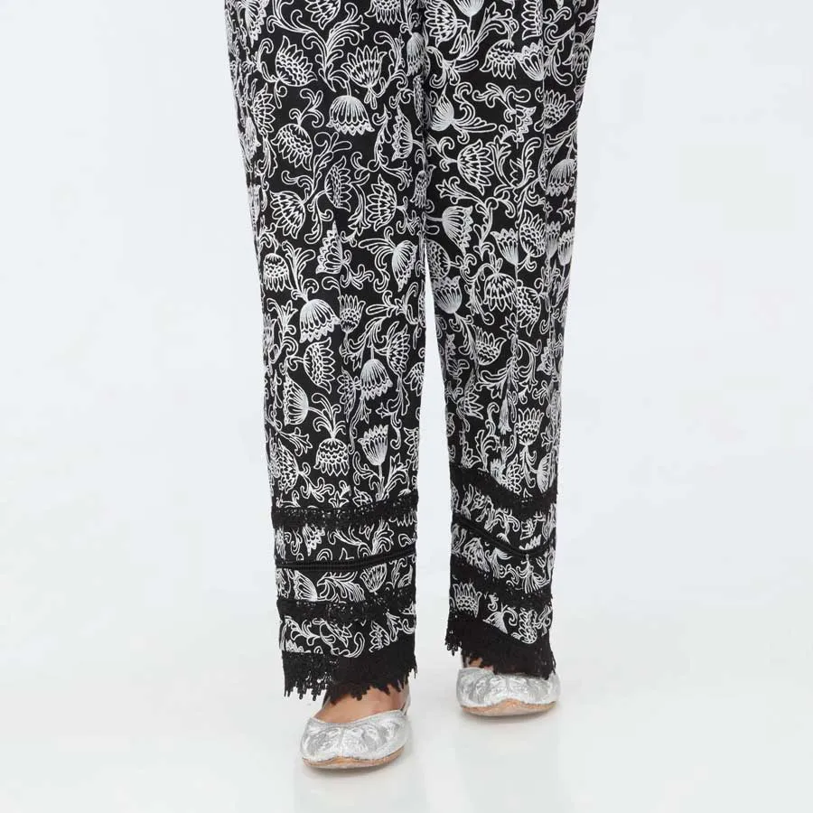 Black Puff Printed Cambric Trouser PW3687