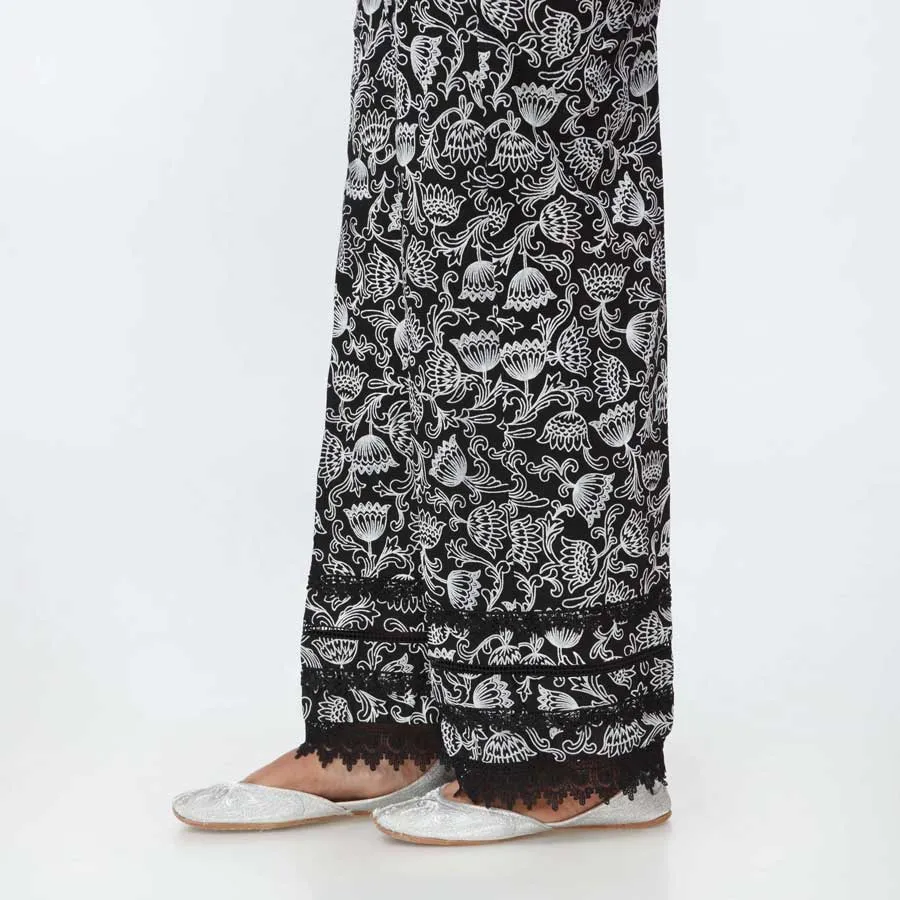 Black Puff Printed Cambric Trouser PW3687