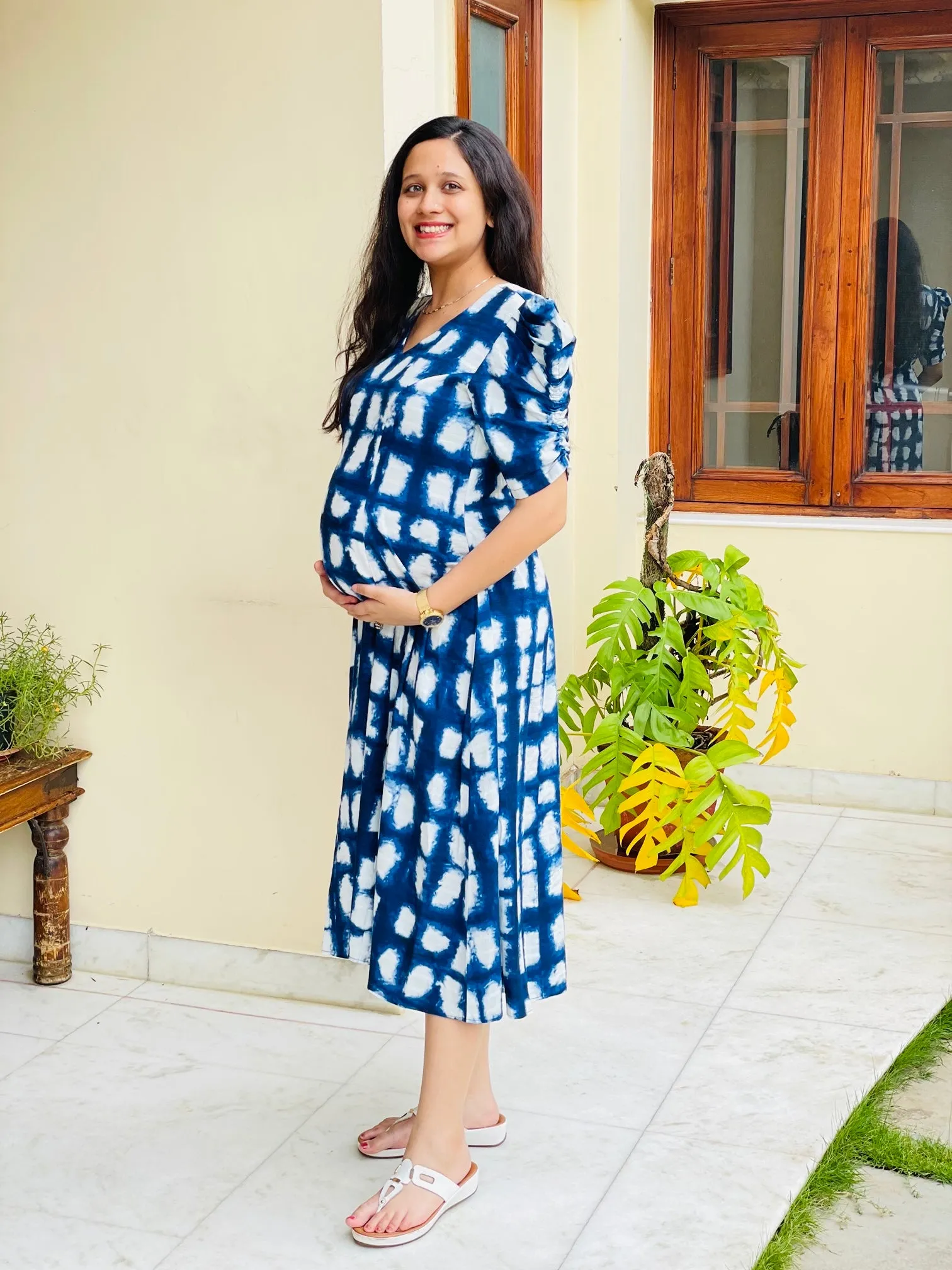 Blue Batik Cotton Midi