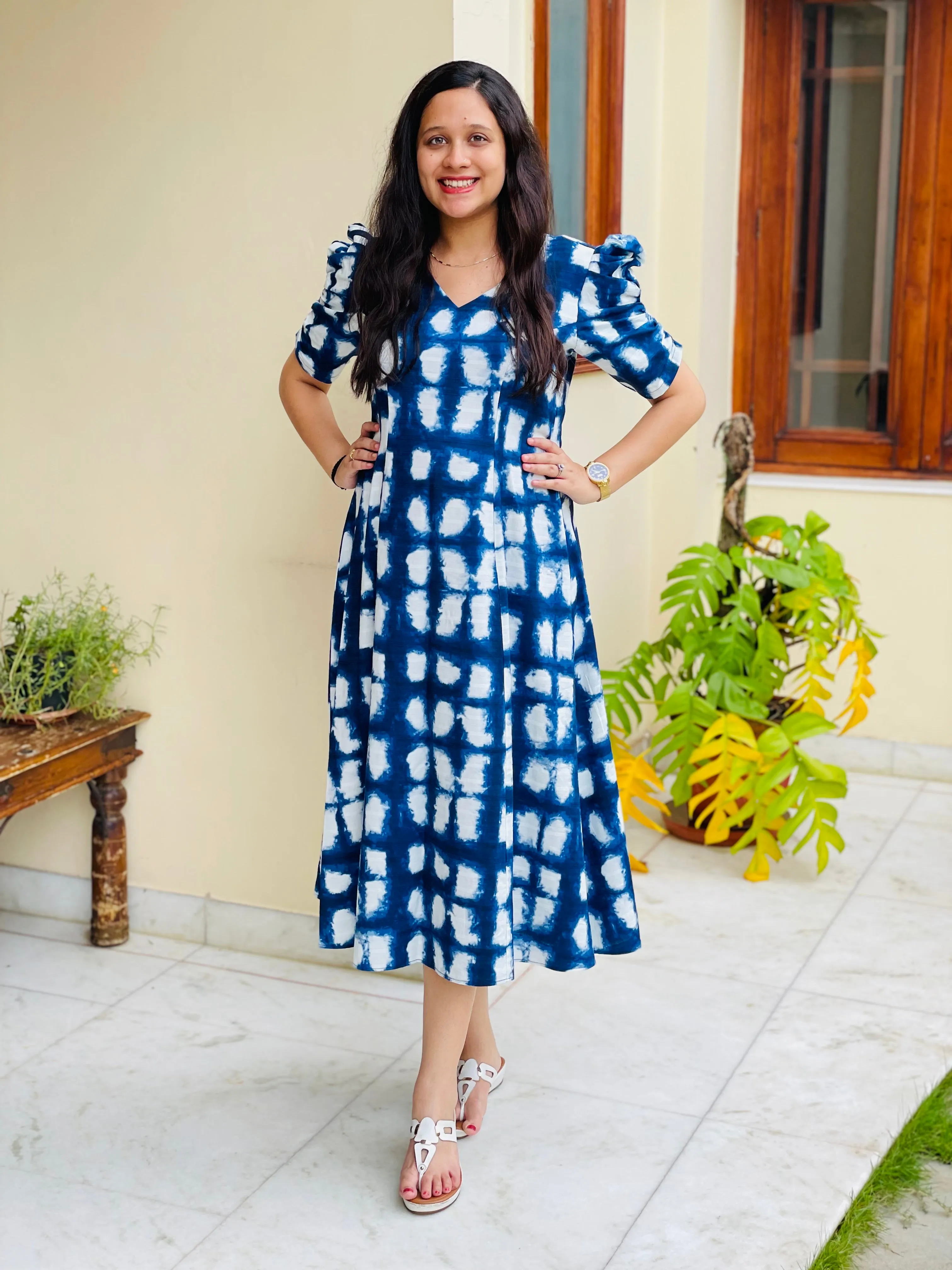 Blue Batik Cotton Midi