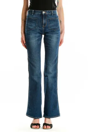 Blue Flared High-Waisted Denim Jeans