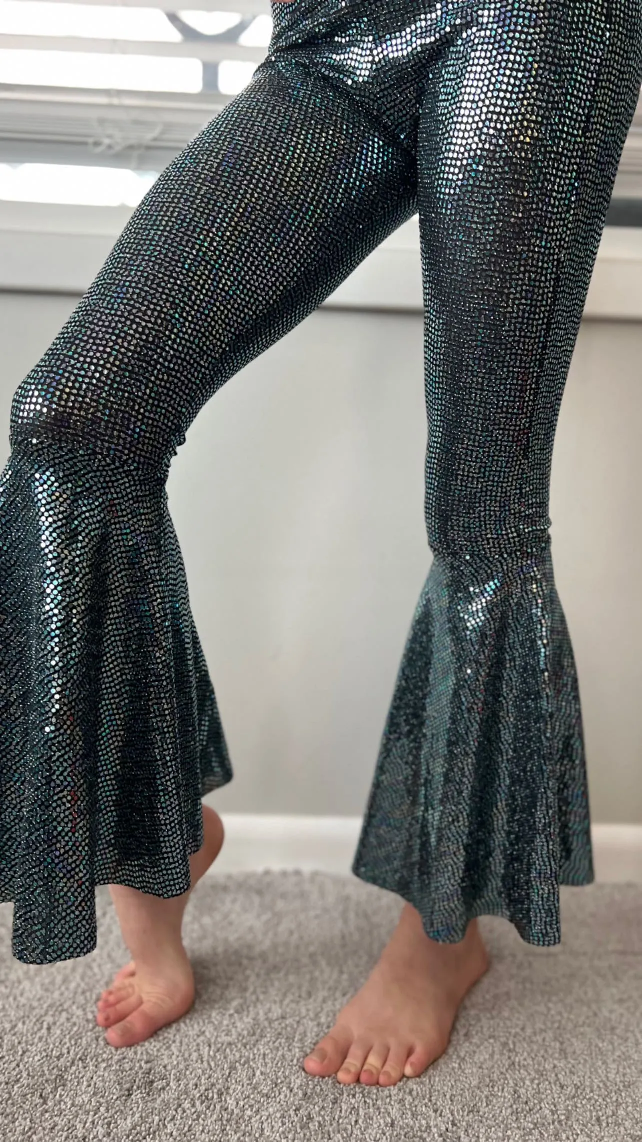 Blue Sparkle Bell Bottom Flare Pants