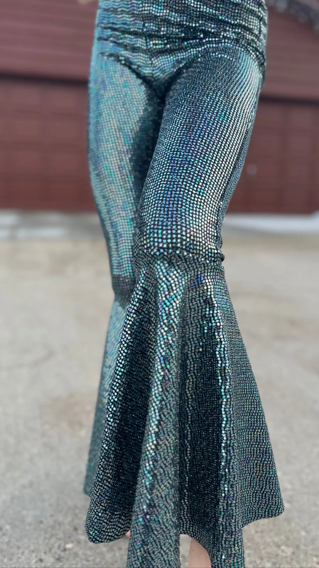 Blue Sparkle Bell Bottom Flare Pants