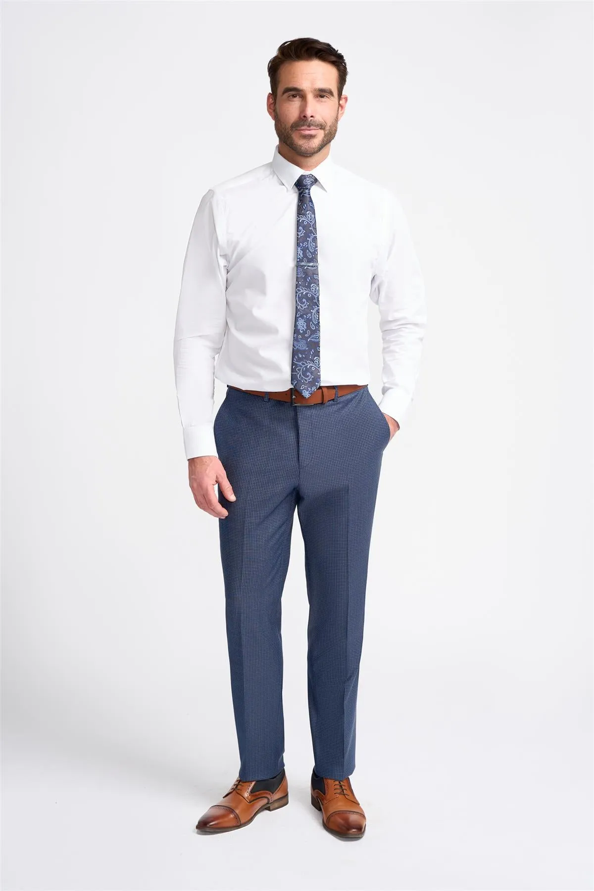 Bond Navy Check Trouser