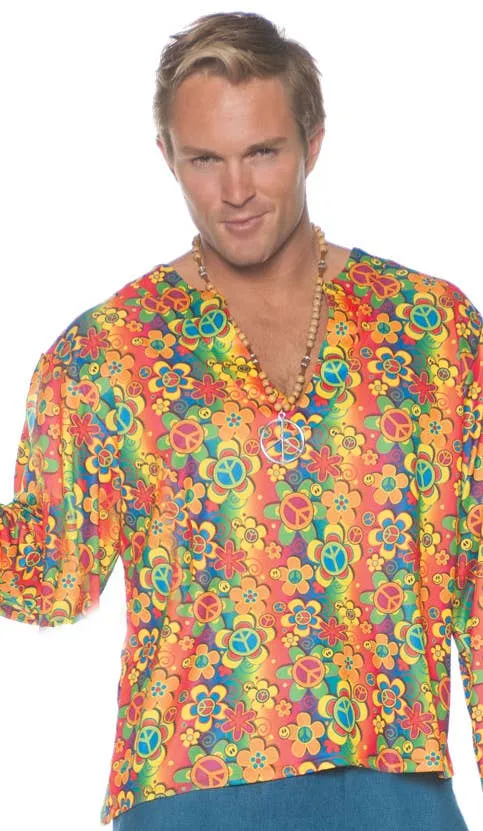 Boogie Down Mens Plus Size 60s Hippie Costume