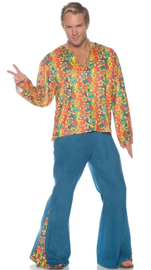 Boogie Down Mens Plus Size 60s Hippie Costume