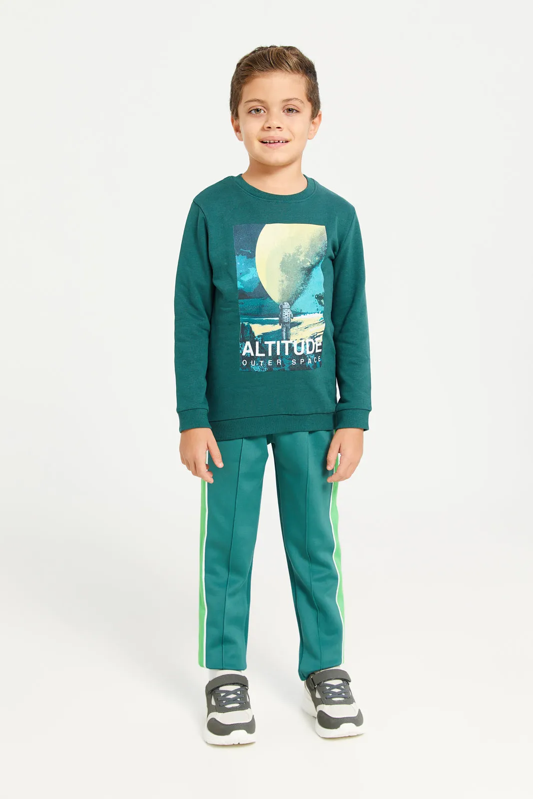 Boys Green Track Pants