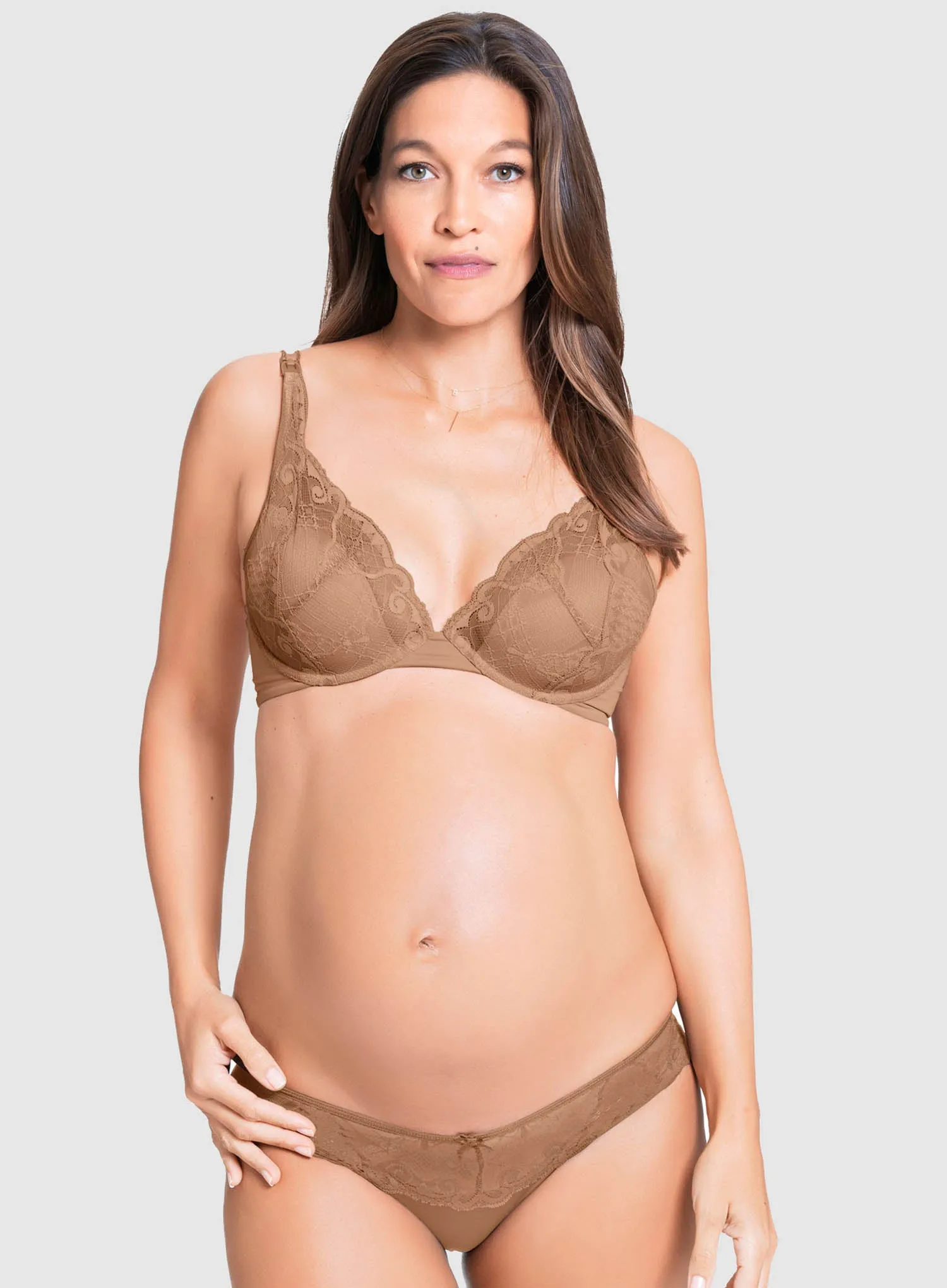 Cake Maternity: Truffles Moulded Plunge Maternity Bra Nude