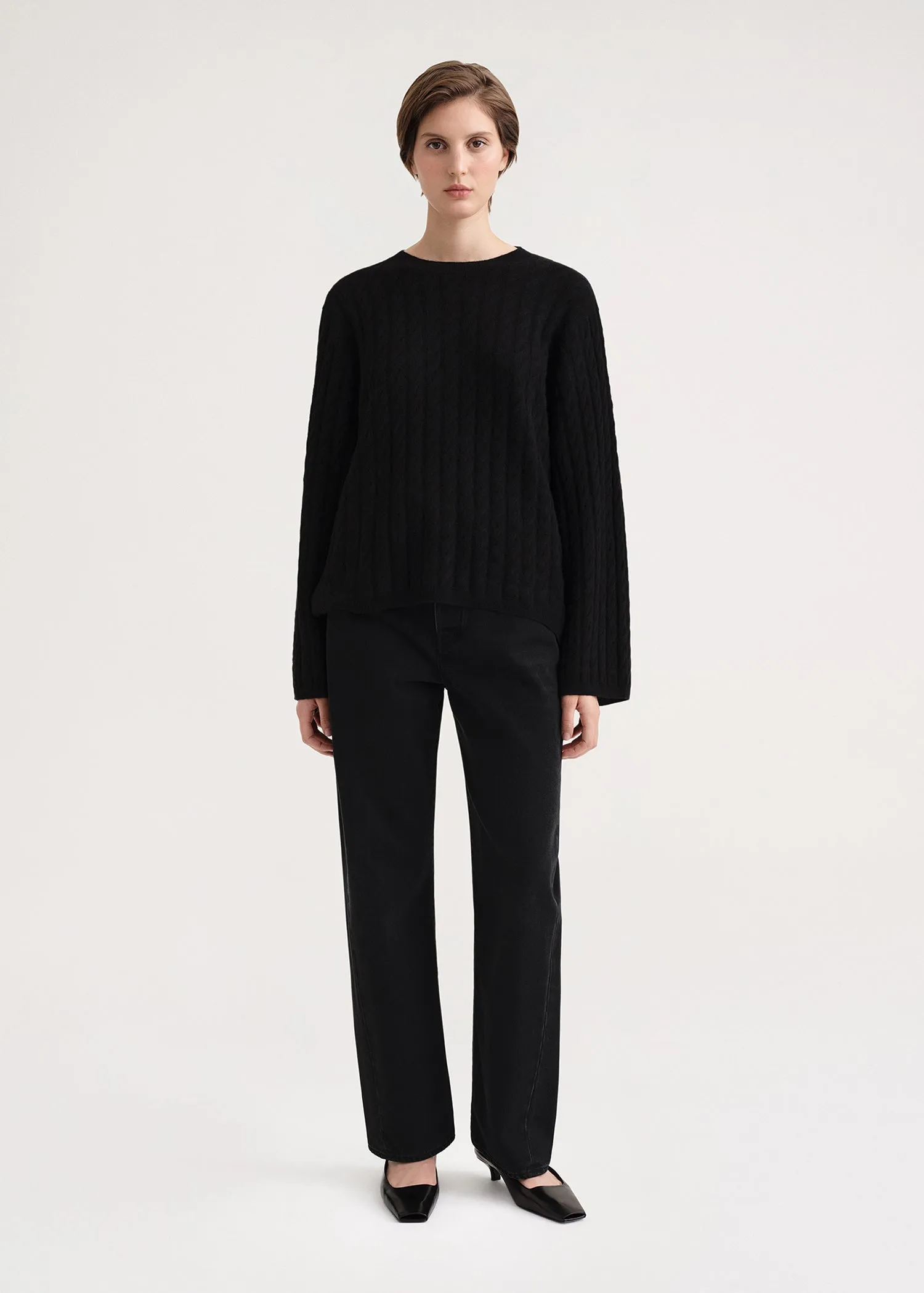 Cashmere cable knit black