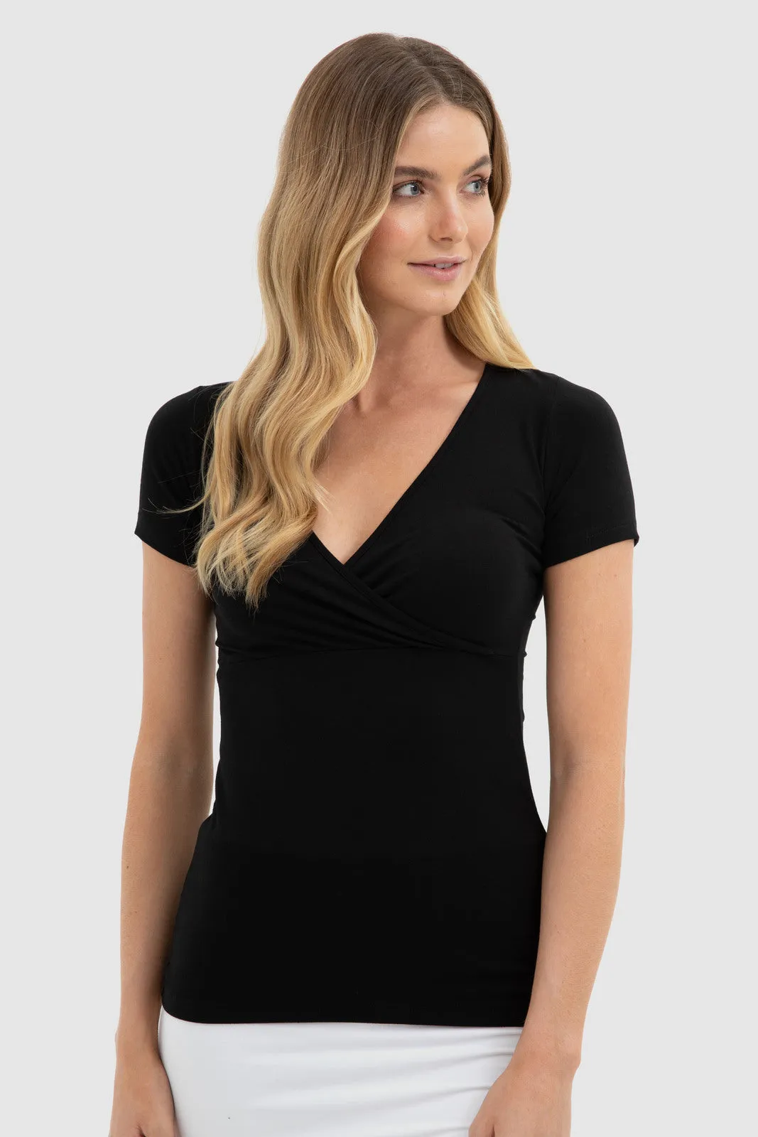 Daniella Cross Front Maternity Top - Black