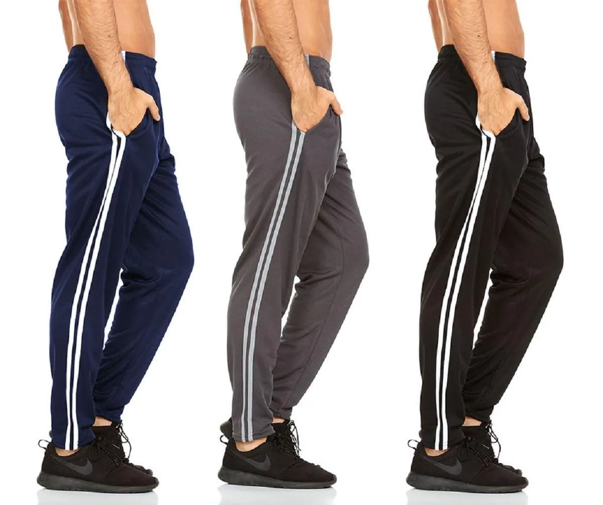 DARESAY Mens Joggers- Quick-Dry Mens Jogging Pants, Elastic Waist With Two Side Pockets, Athletic, Active Pants for Men, 3-Pack, Regular and Big Mens