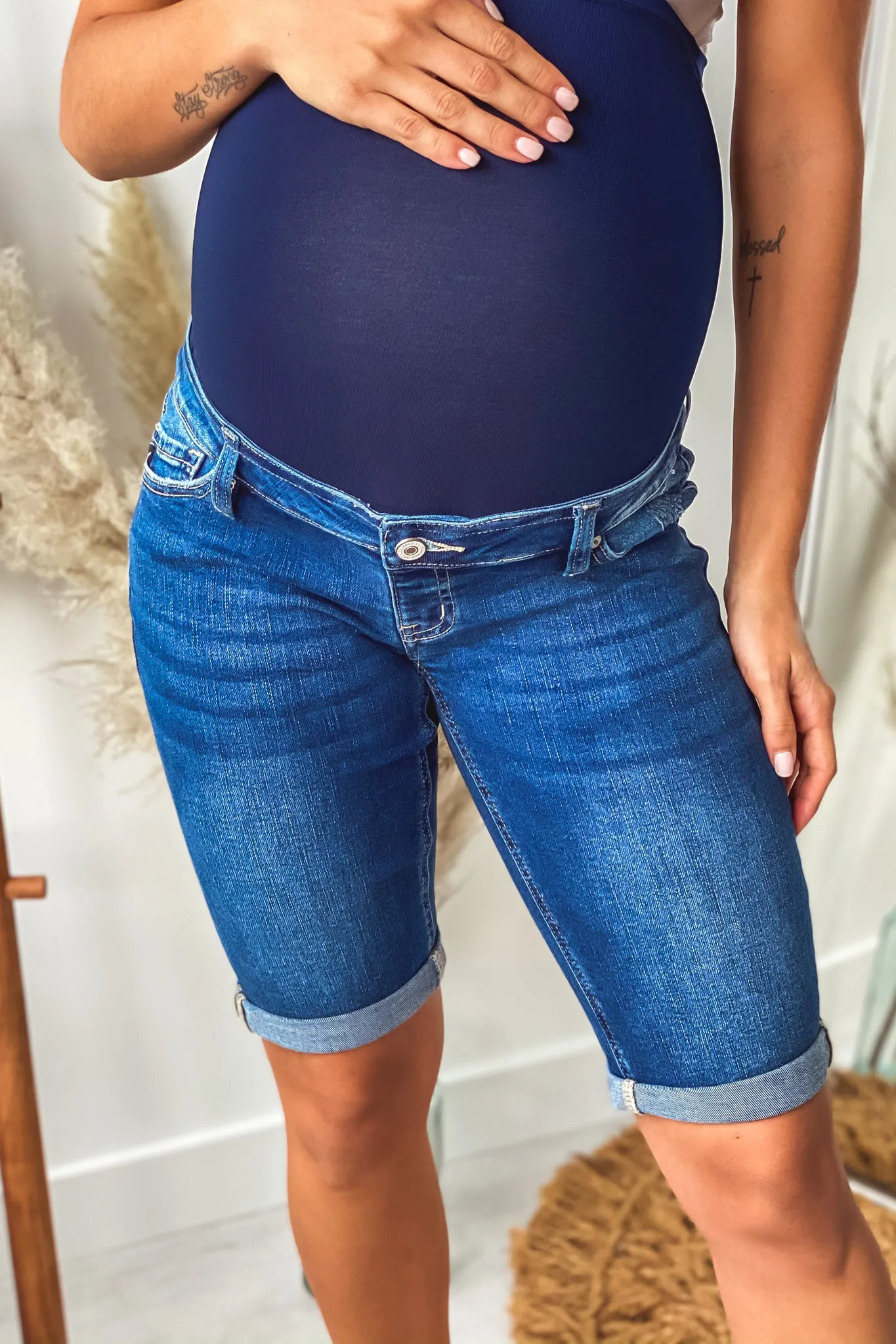 Dark Denim Maternity Bermuda