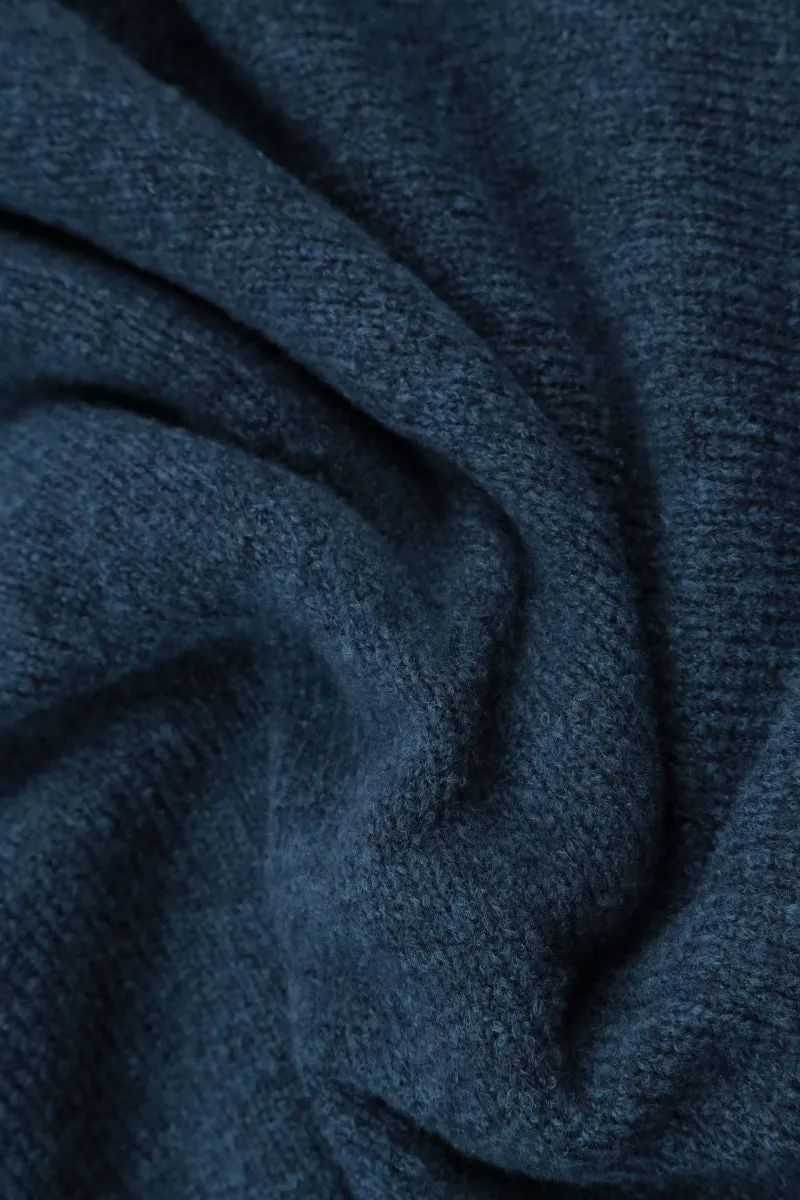 Exposed Seam Blue Wool Sweater