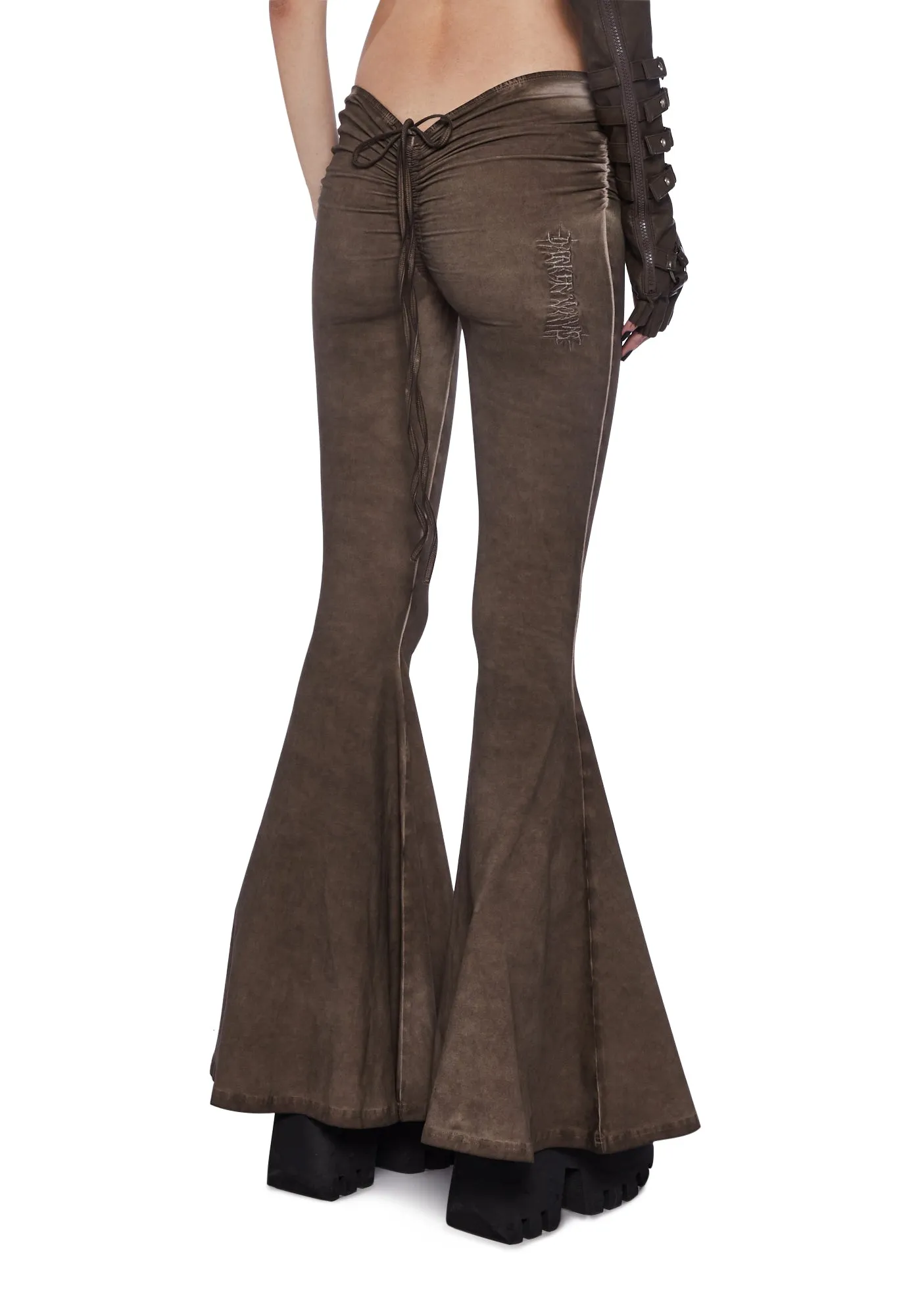 Fader V-Cut Washed Bell Bottoms - Brown