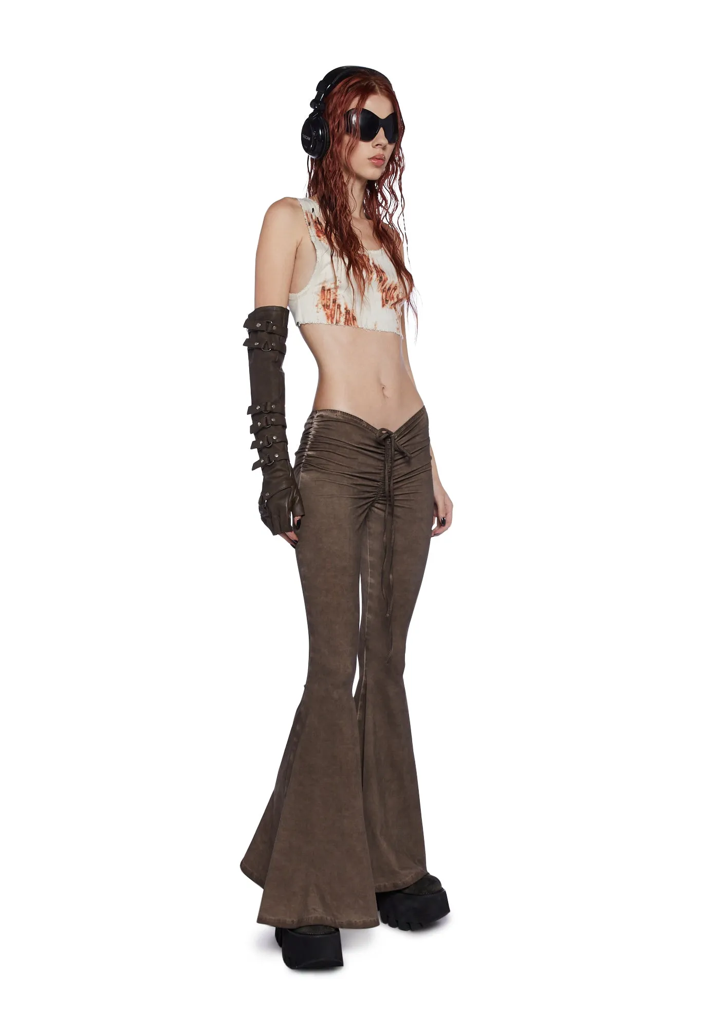 Fader V-Cut Washed Bell Bottoms - Brown