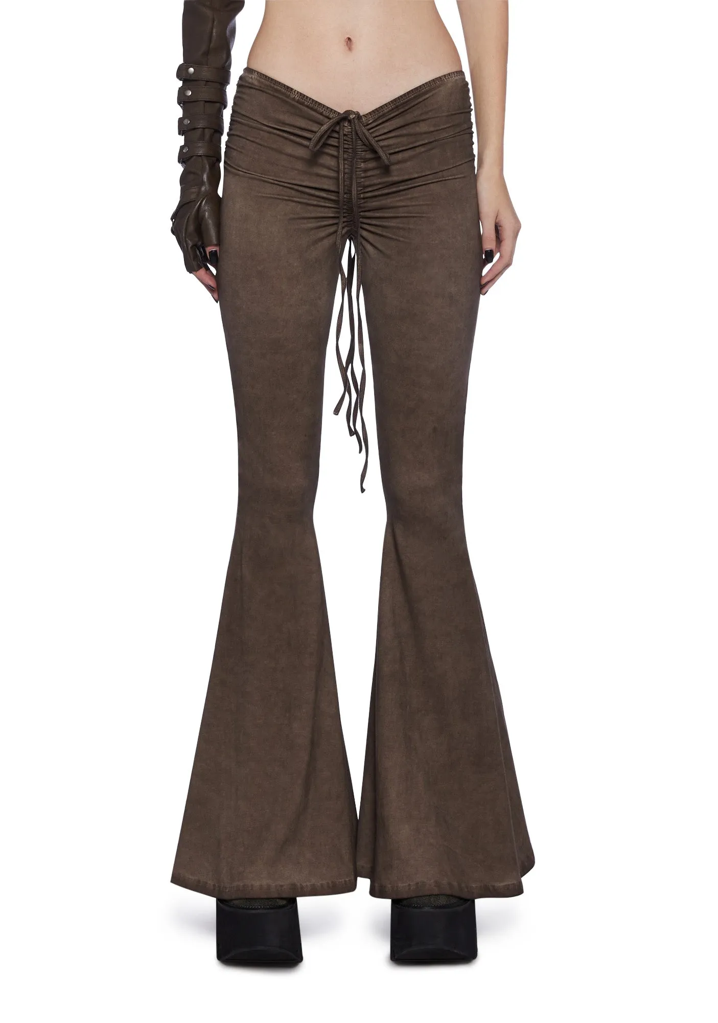 Fader V-Cut Washed Bell Bottoms - Brown