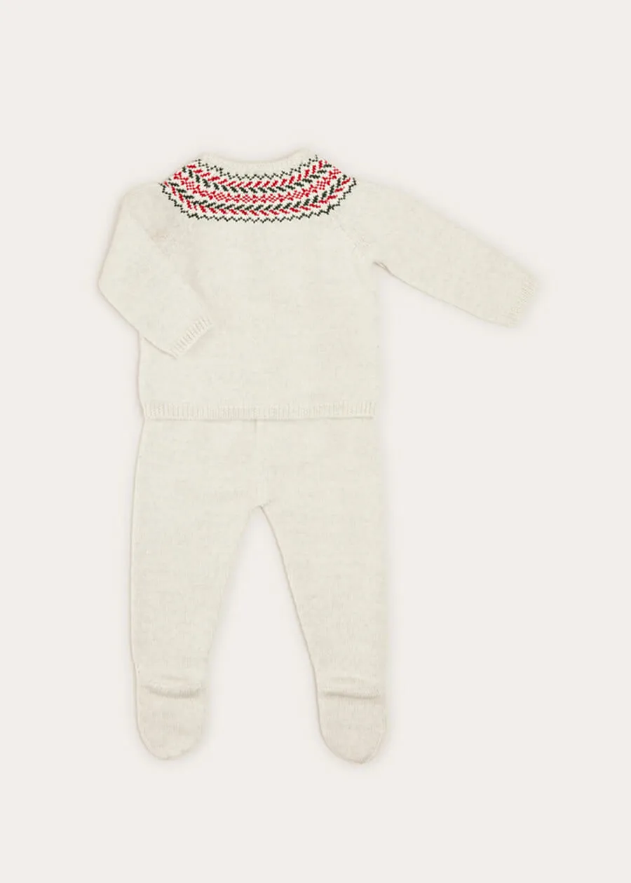 Fair Isle Knitted 2 Piece Set In Grey (3-9mths)