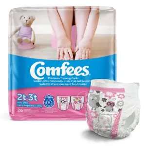 Female Toddler Training Pants Comfees® Pull On with Tear Away Seams Size 2T to 3T Disposable Moderate Absorbency - Attends Healthcare Products  Mfr# CMF-G2