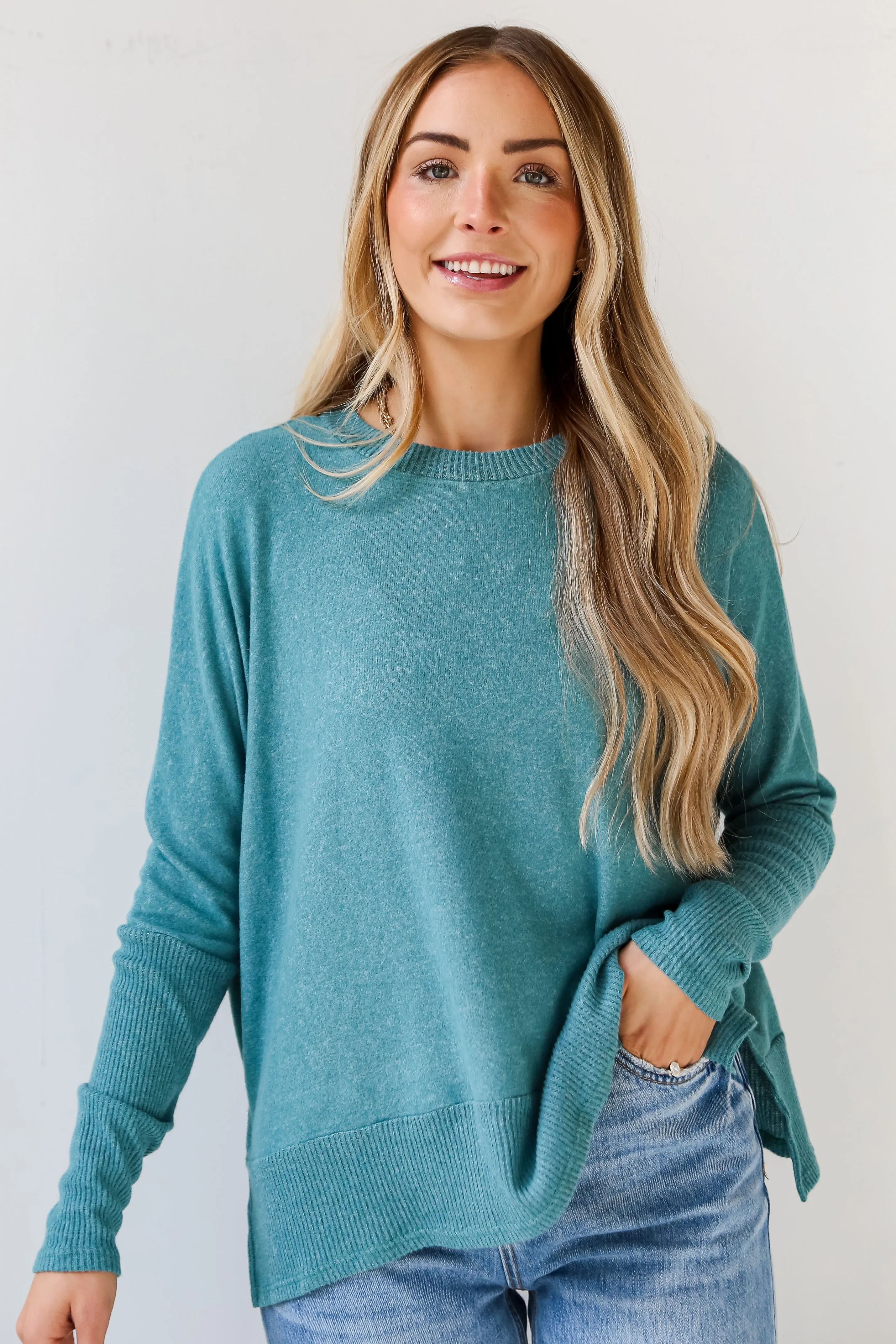 FINAL SALE - Olivia Brushed Knit Top - DU DEAL