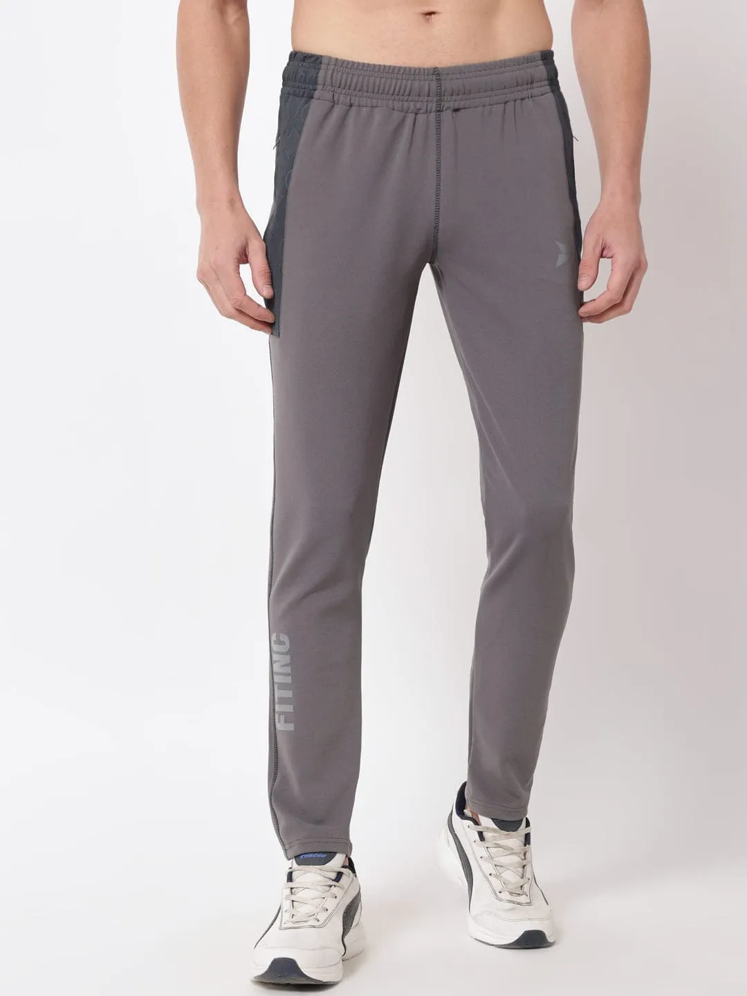 Fitinc Dobby Grey Trackpant for Men