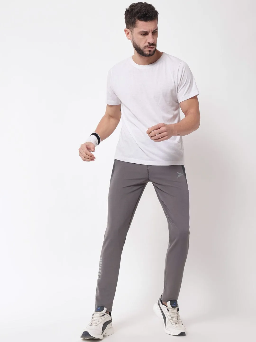 Fitinc Dobby Grey Trackpant for Men