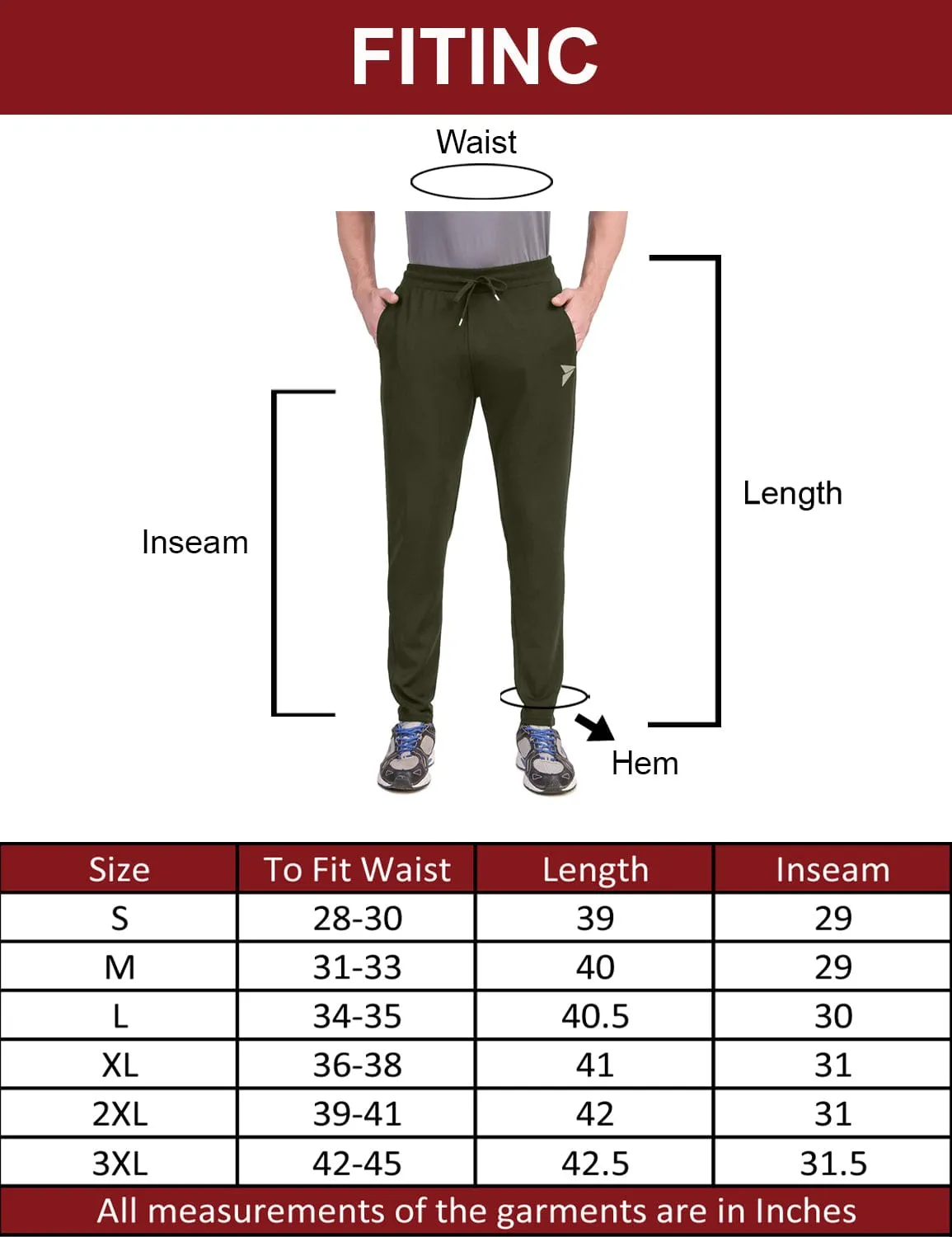 Fitinc Olive Trackpant with Concealed Zipper Pockets