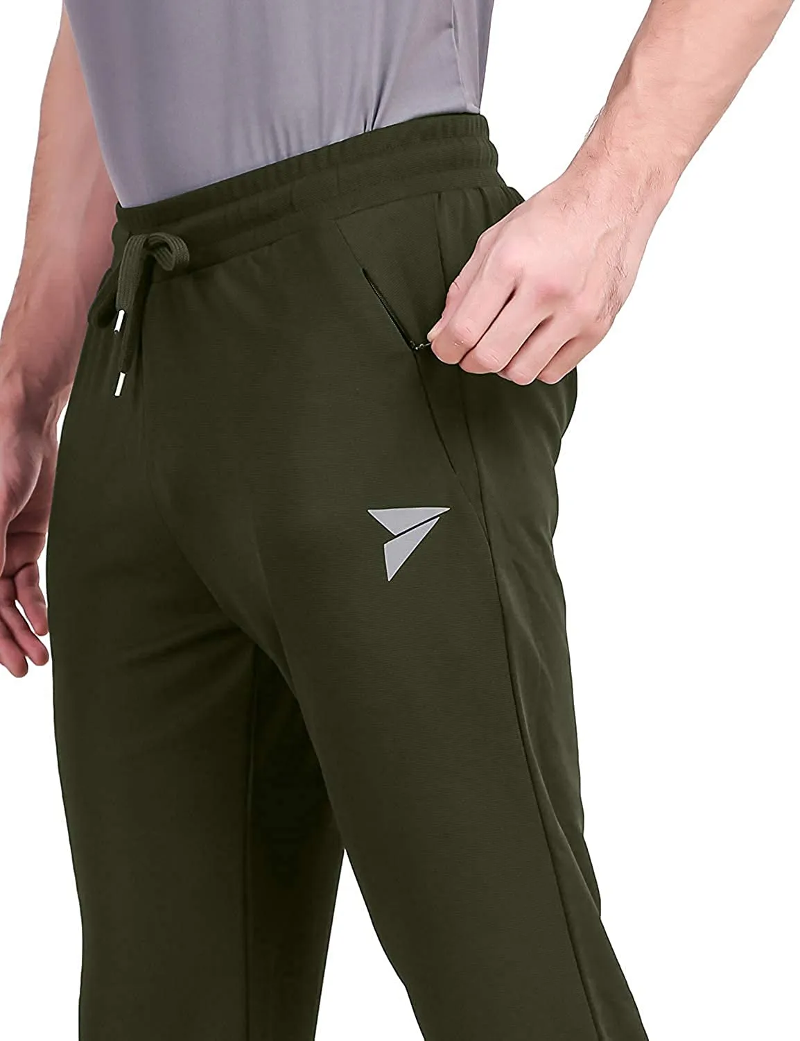 Fitinc Olive Trackpant with Concealed Zipper Pockets