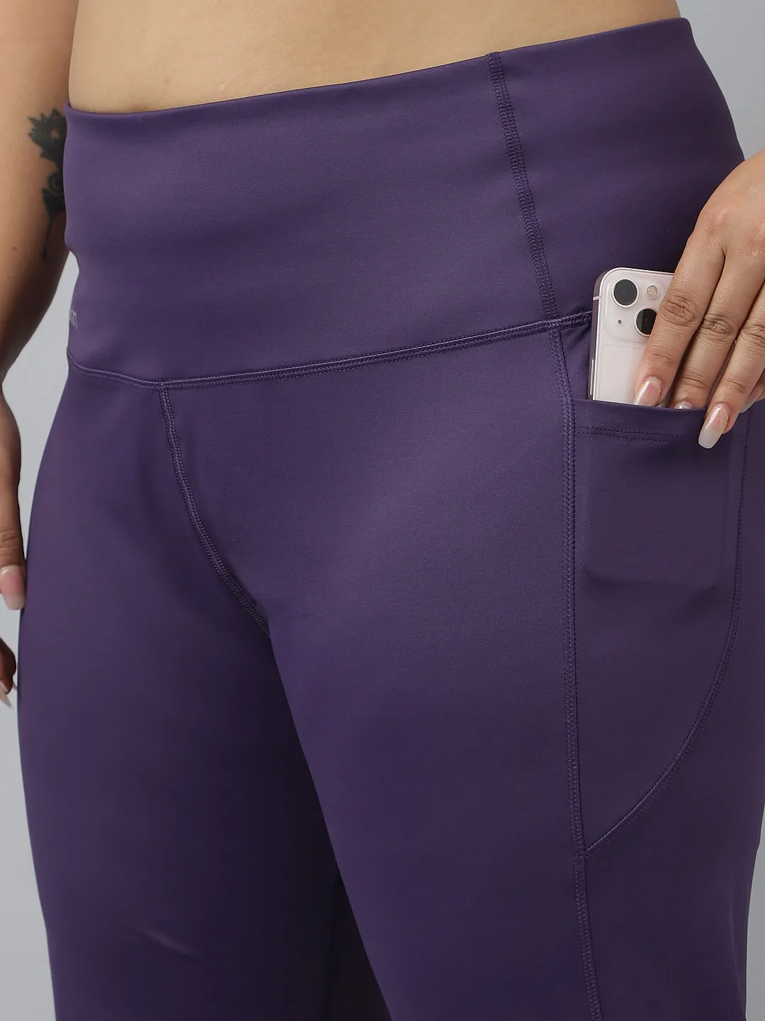 Fitkin Plus Size Active Track Gym Bootcut Flare Purple Pants