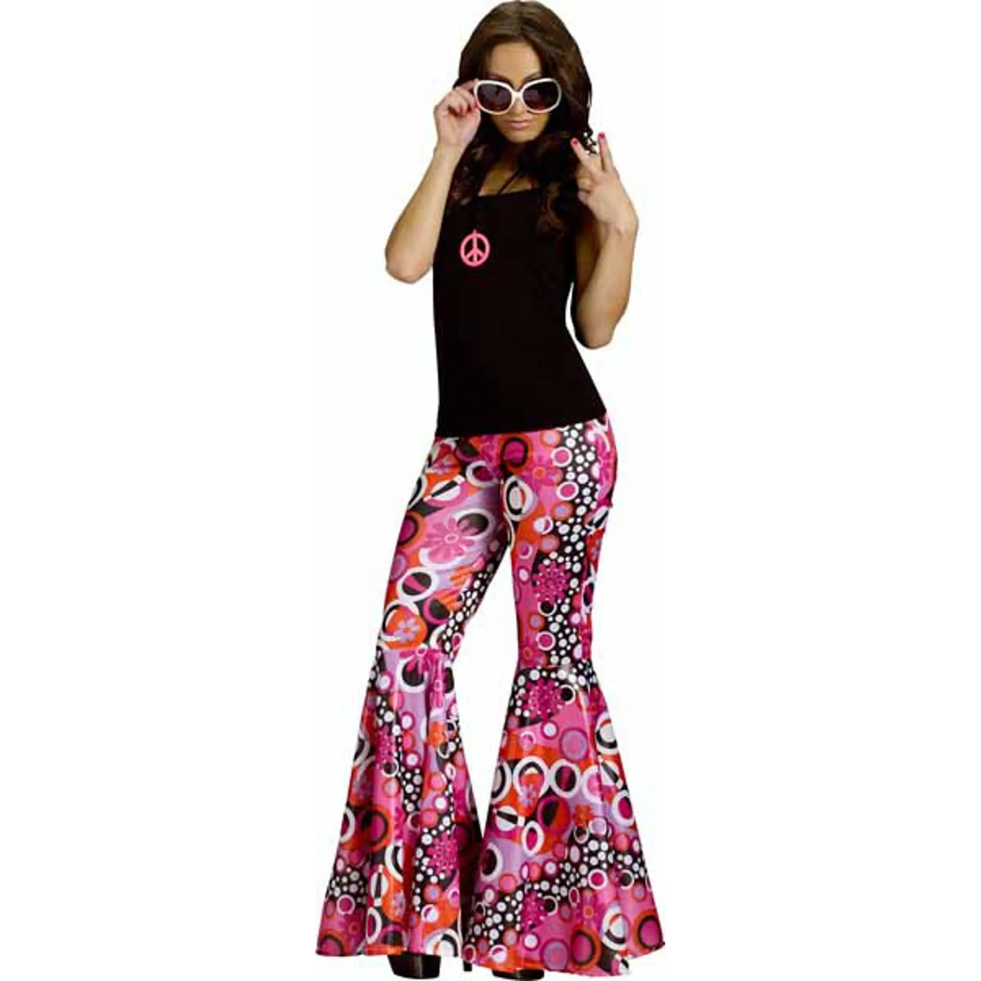 Flower Child Pink Groovy Bell Bottoms