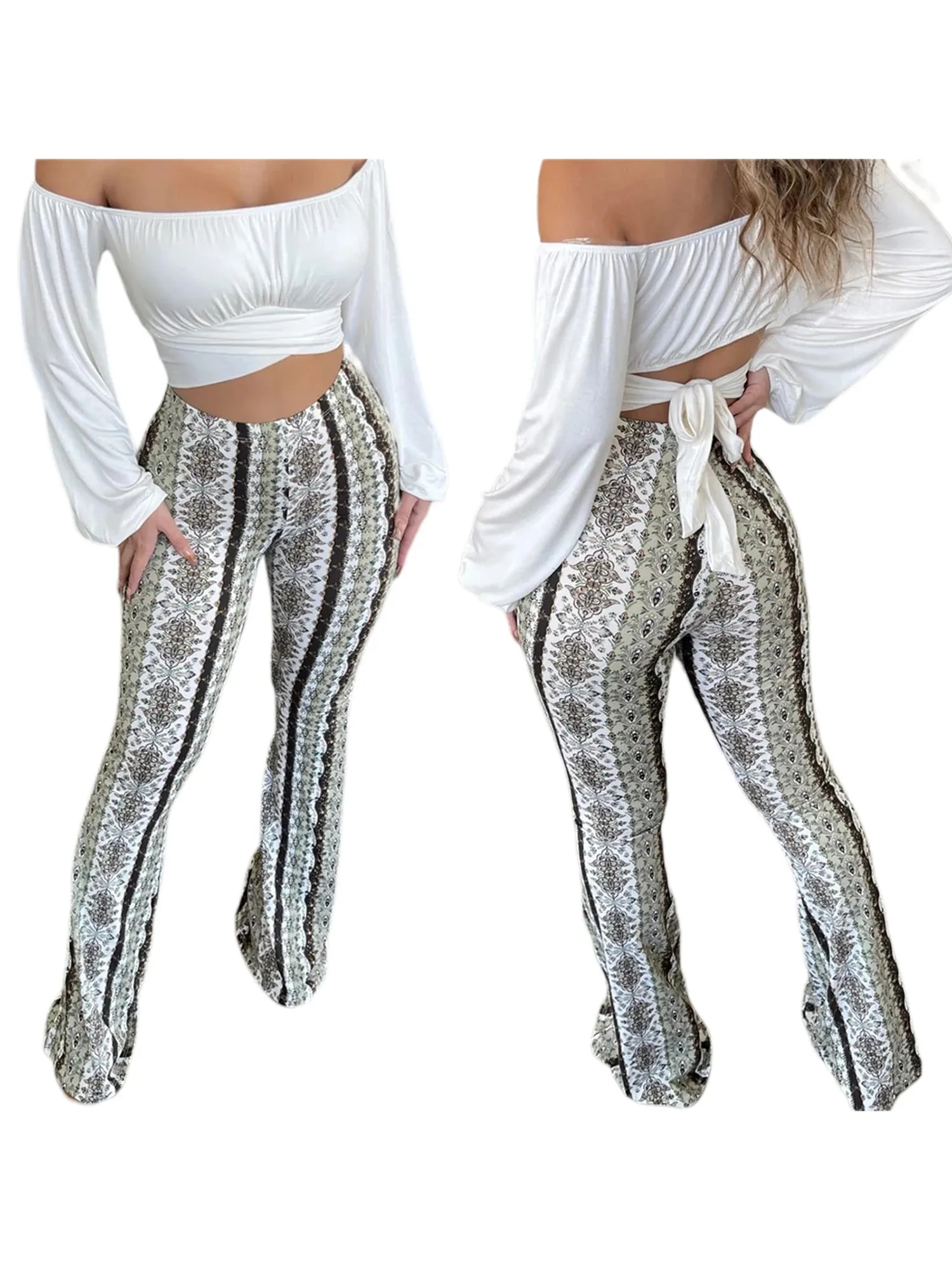 Frauen Boho Flare Bell Bottom Yoga Palazzo