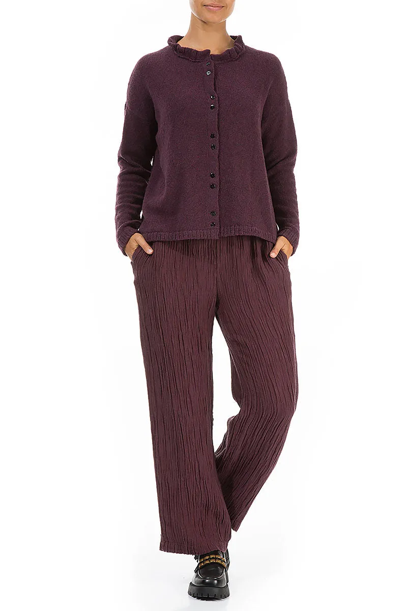 Frill Collar Mulberry Wool Cardigan