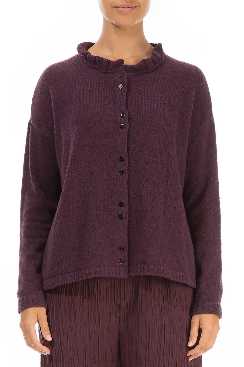 Frill Collar Mulberry Wool Cardigan