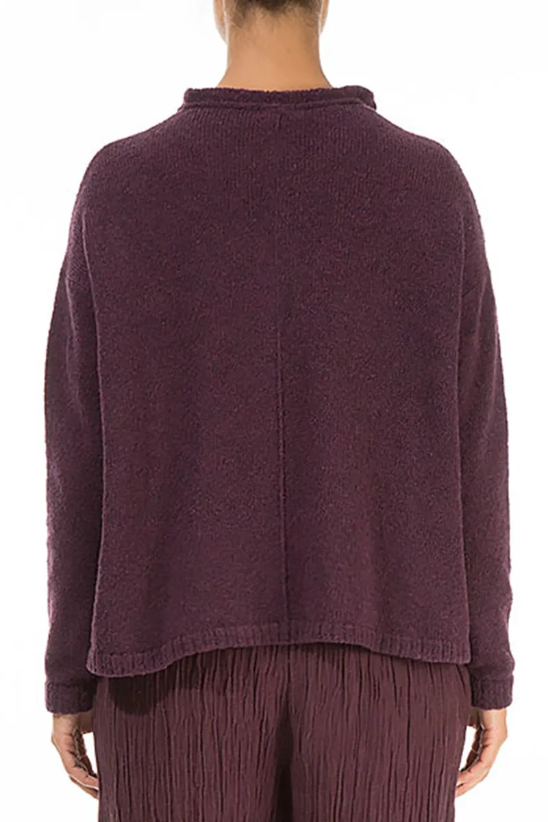 Frill Collar Mulberry Wool Cardigan