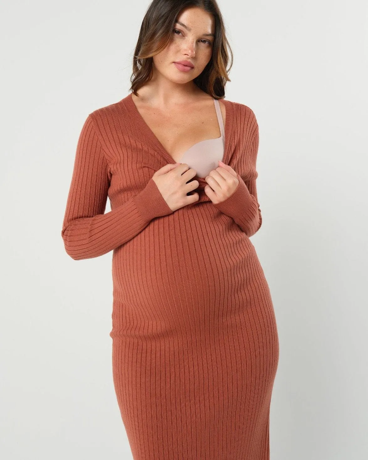 Full Body Maternity & Nursing Sweater Dress