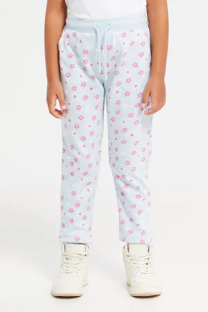 Girls Blue Floral Active Pants