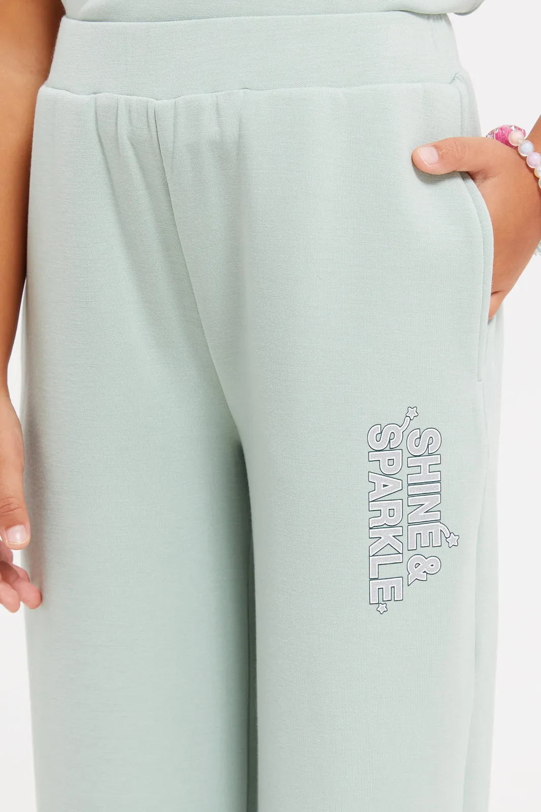 Girls Mint Printed Track Pants