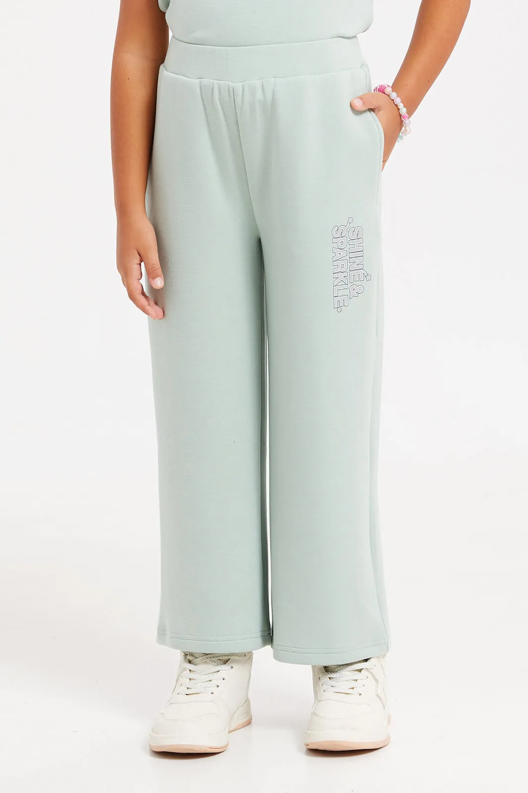 Girls Mint Printed Track Pants